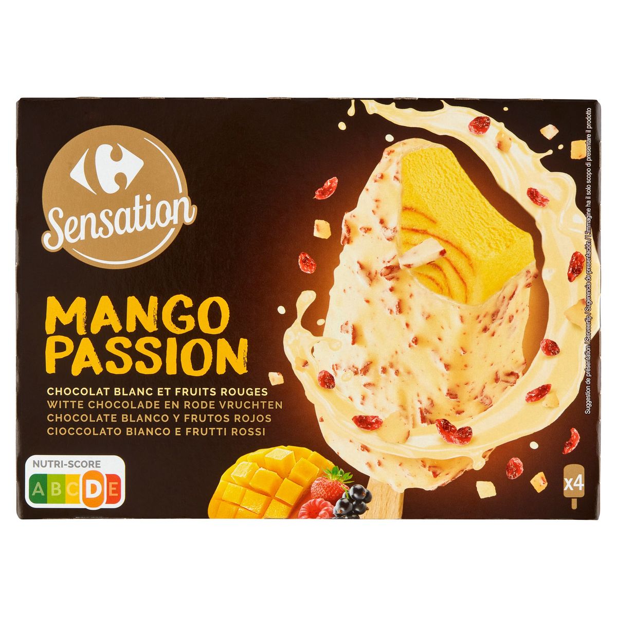 Carrefour Sensation Mango Passion Chocolade Rode Vruchten 4 Stuks 260g