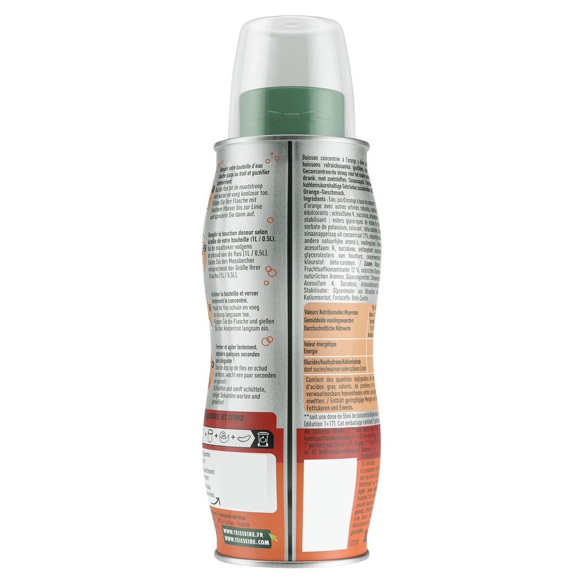 Teisseire Sirop pour Machine à Soda, Saveur Orange, Sans Sucres, 38.5 cl