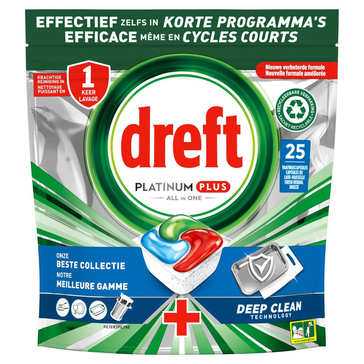 Dreft Platinum Plus Tablettes Lave-Vaisselle Technologie Deep Clean