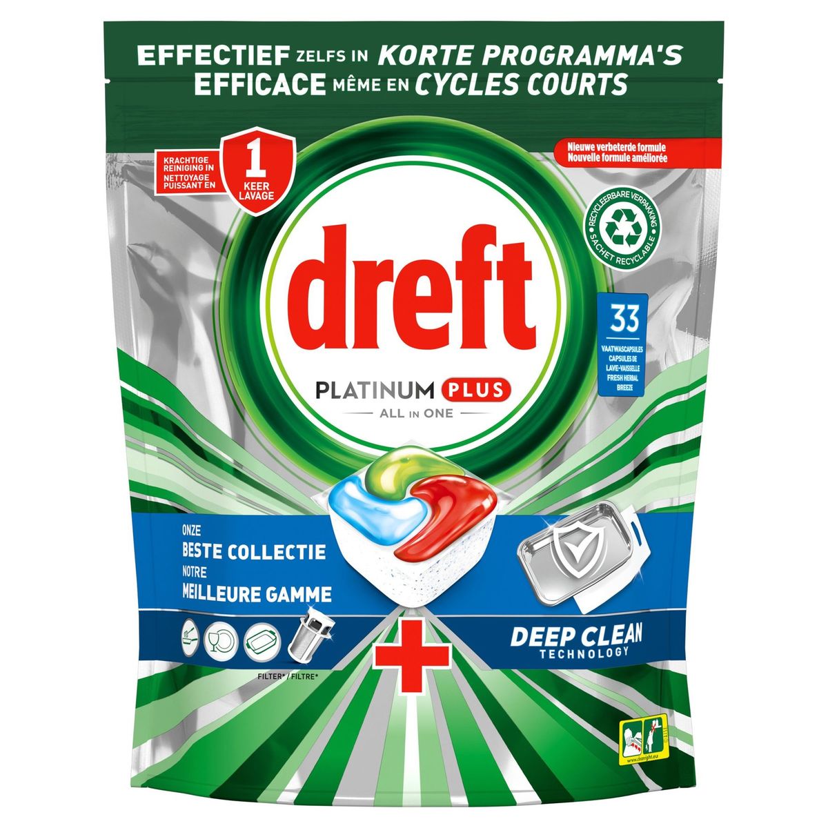 Dreft Platinum Plus Lave-Vaisselle All In One Herbal Breeze 33 pc
