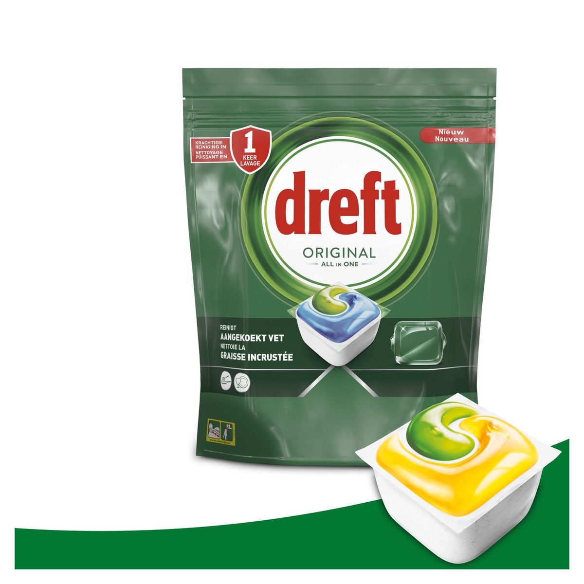 Dreft Original Tablettes Lave-vaisselle All In One 76 Capsules