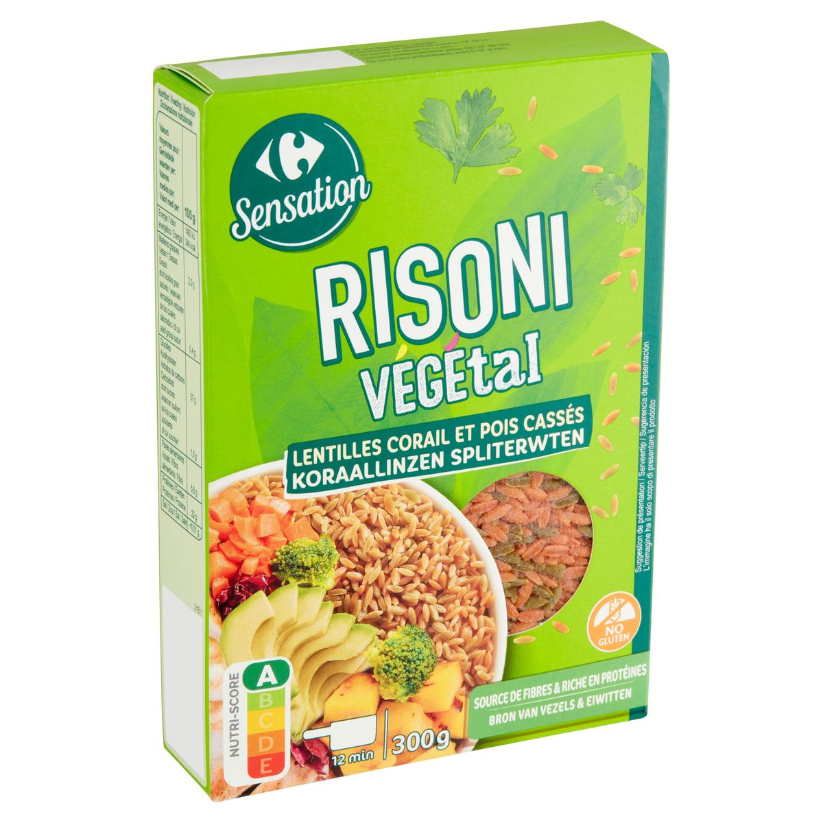 Carrefour Sensation Risoni Végétal Koraallinzen en Spliterwten 300 g