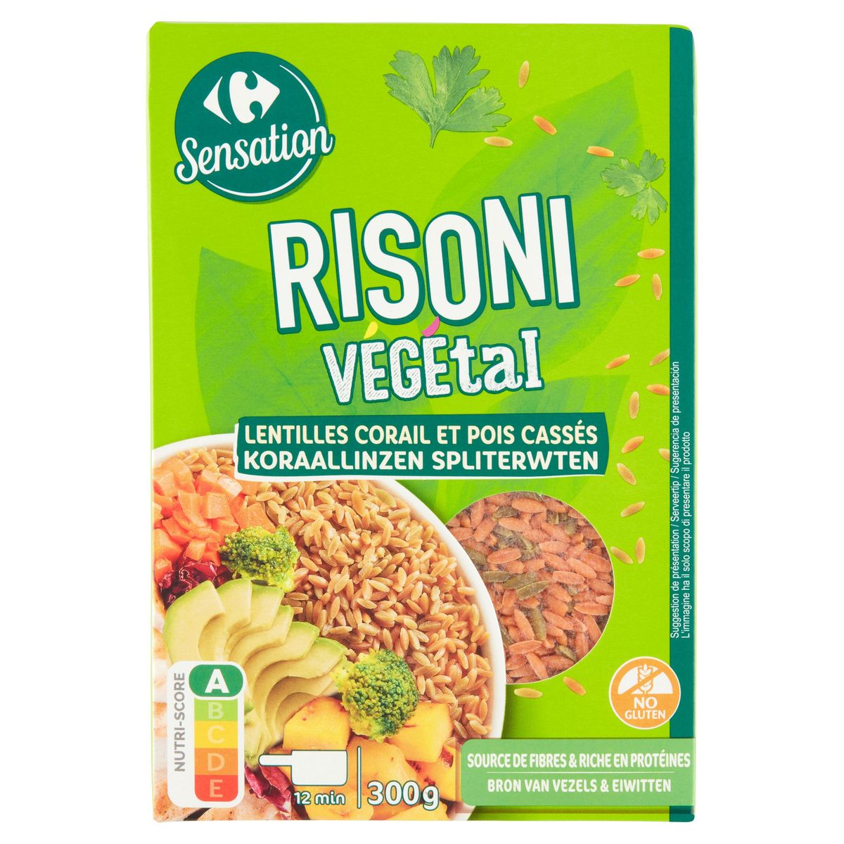 Carrefour Sensation Risoni Végétal Koraallinzen en Spliterwten 300 g