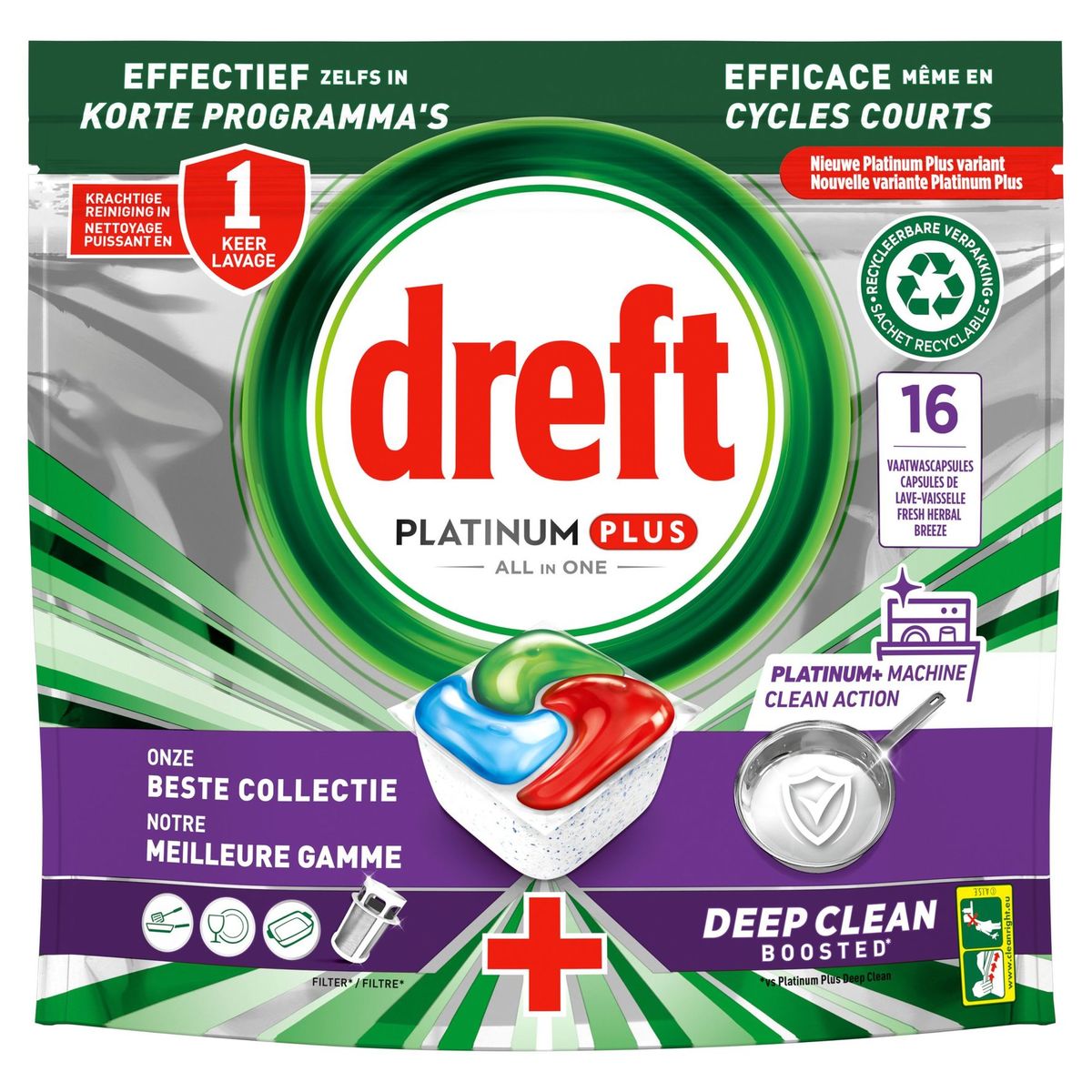 Dreft Platinum Plus Tablettes Lave-Vaisselle Machine Clean Action