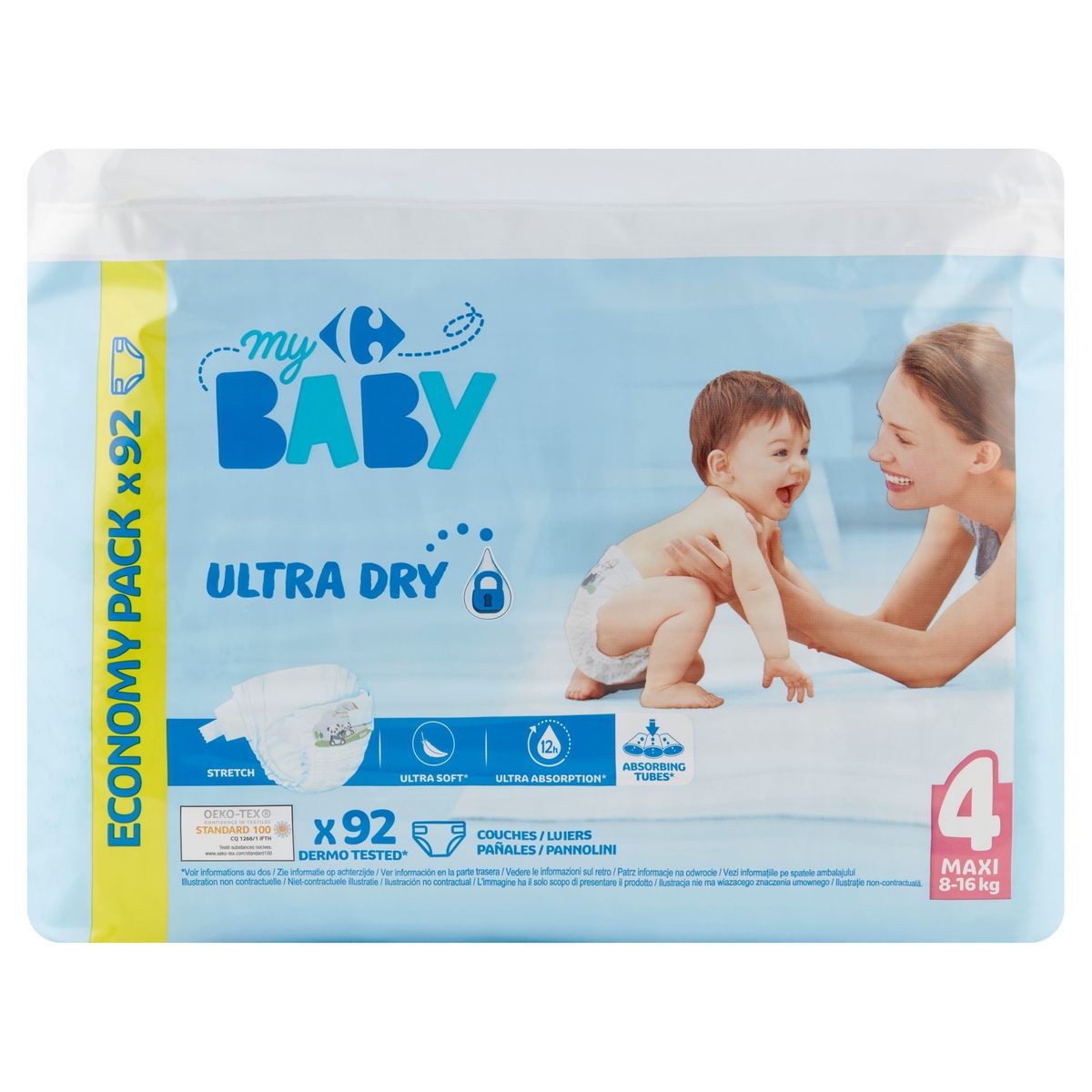 Couches taille 4 maxi : 8-16 kg Ultra Dry CARREFOUR BABY
