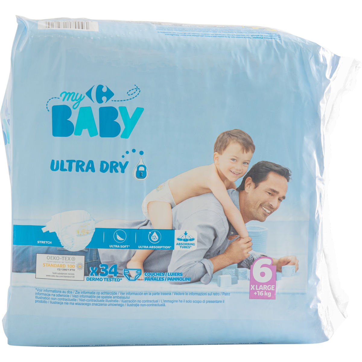 Carrefour Baby Ultra Dry 6 X Large 16 kg 34 Couches