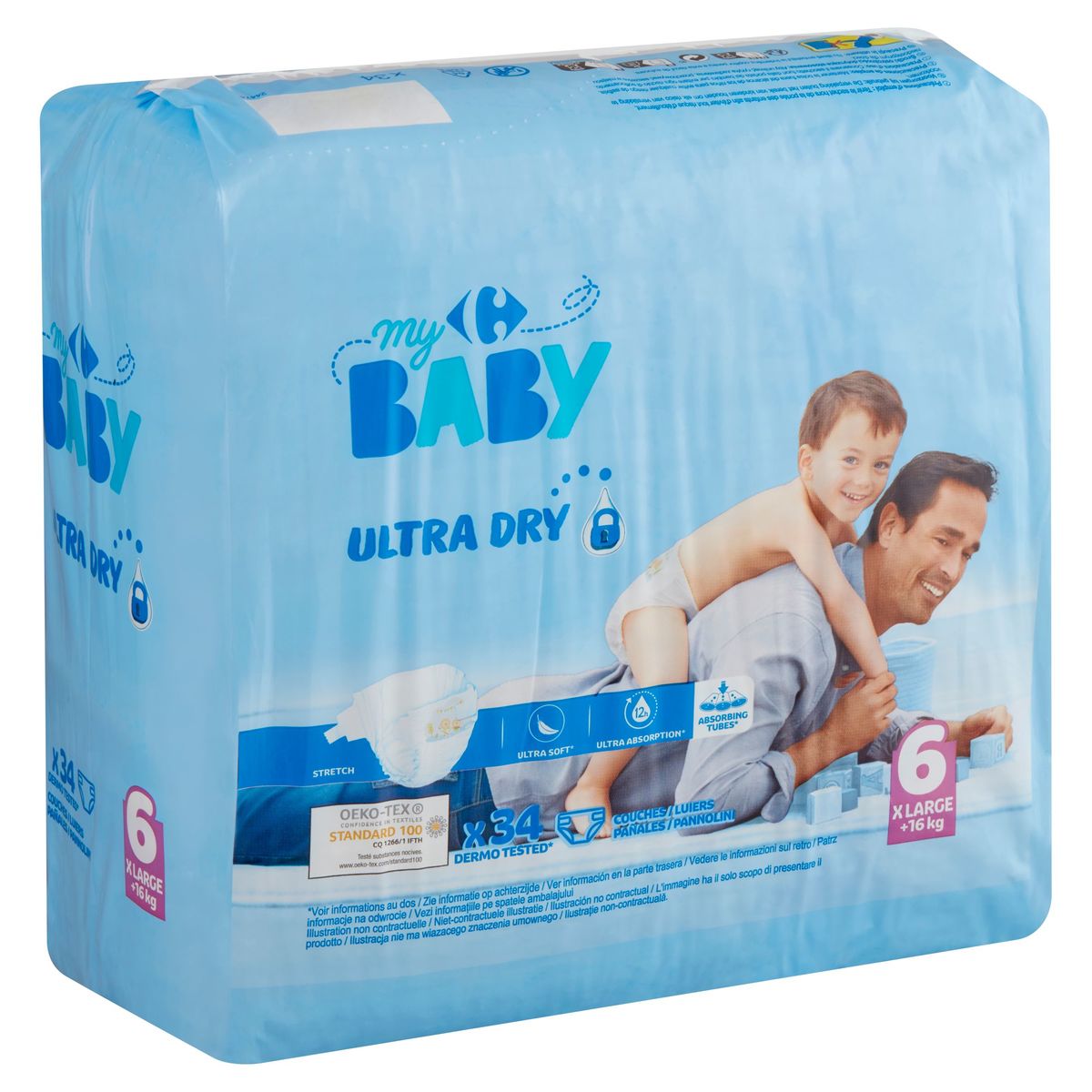 Carrefour Baby Ultra Dry 6 X Large 16 kg 34 Couches