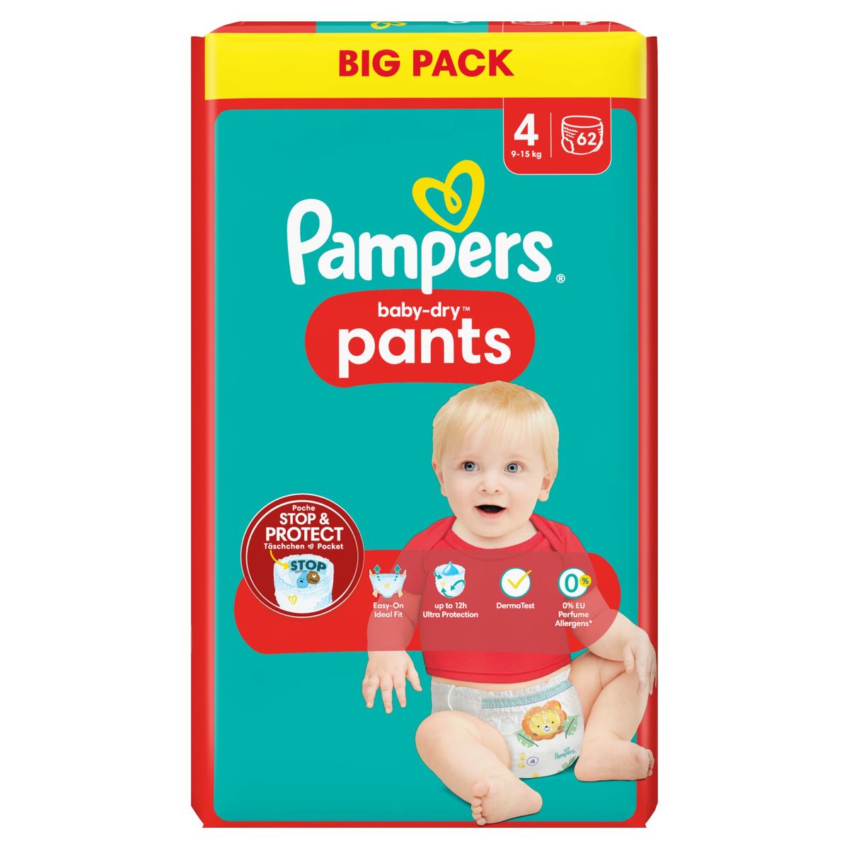 Pampers Baby-Dry Pants Luierbroekjes Maat 4, 62 Luierbroekjes