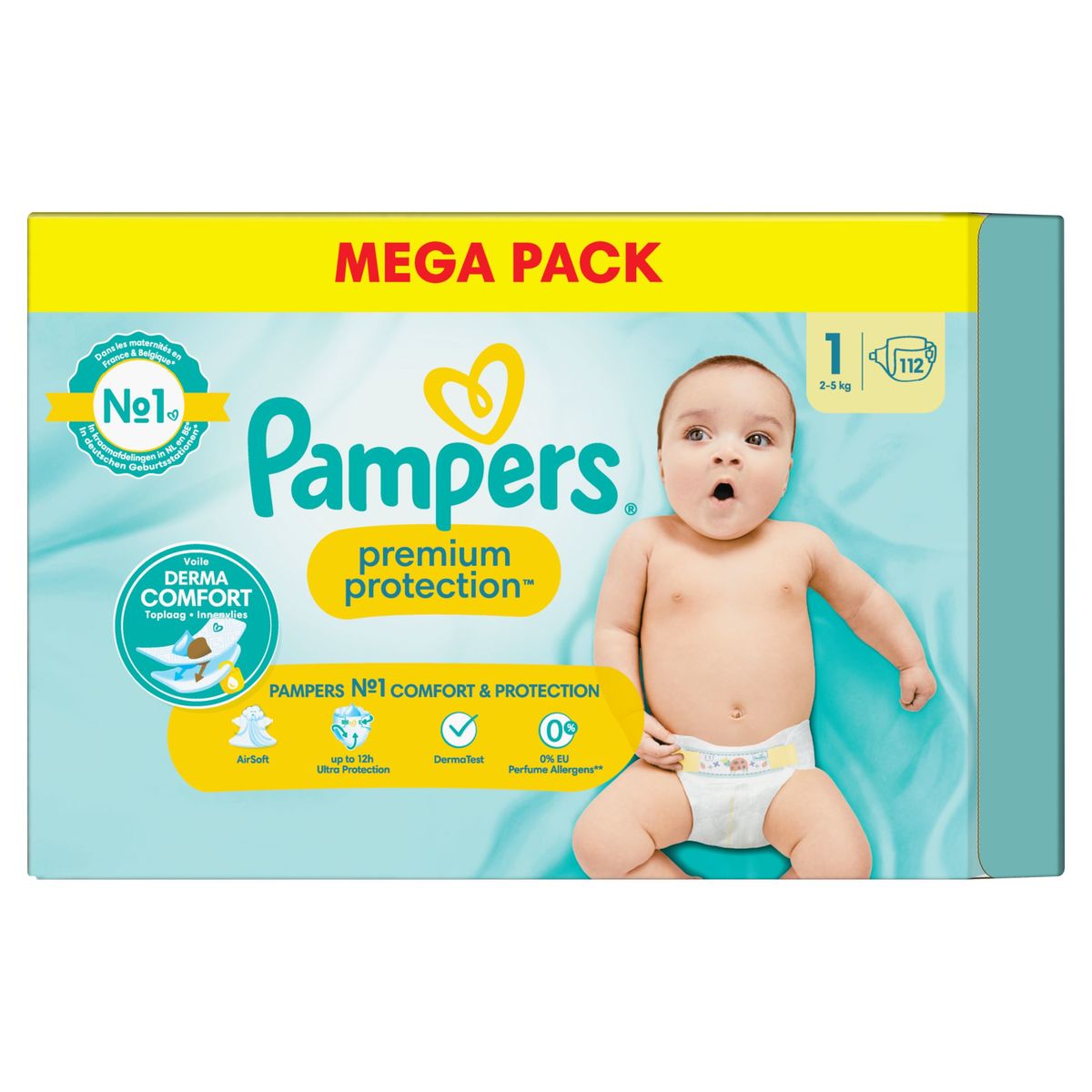 Pampers Premium Protection Taille 1, x112 Langes