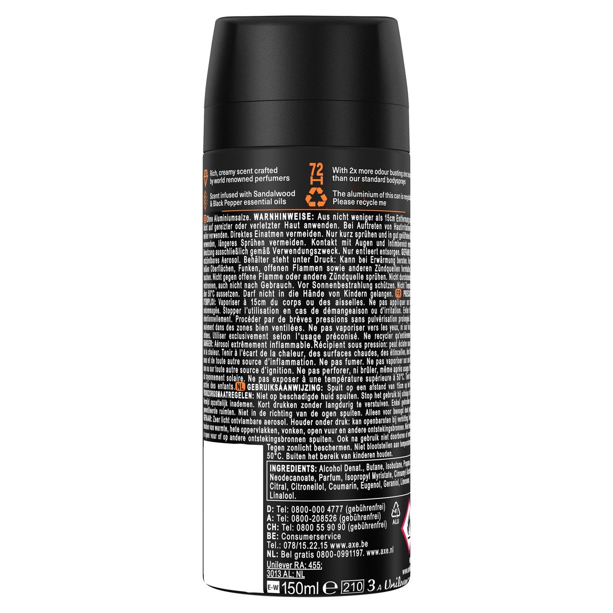 Axe Déodorant Fine Fragrance Spray Copper Santal 150 ml