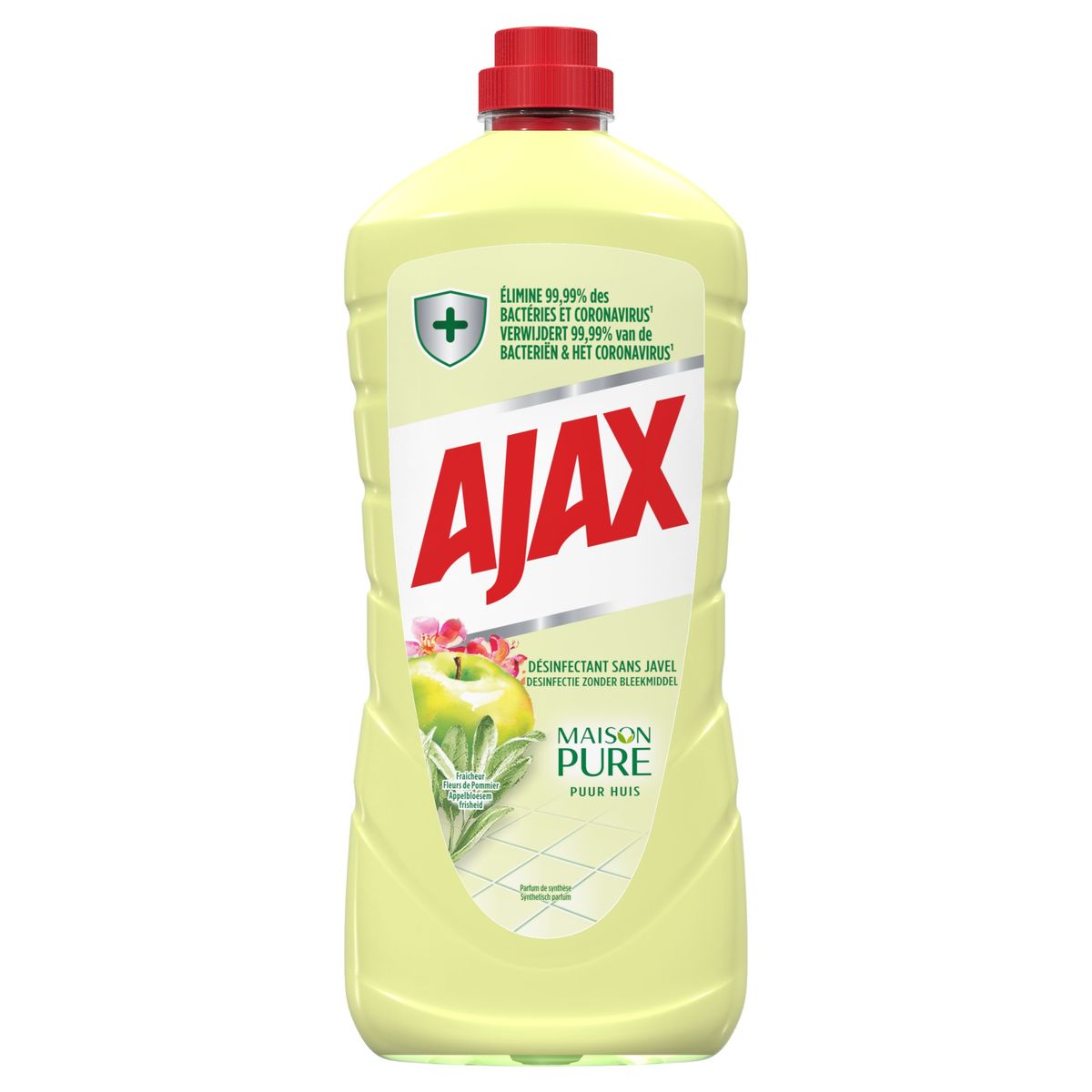 Nettoyant Ménager Désinfectant Ajax Maison Pure Fleurs Pommier 1.25L