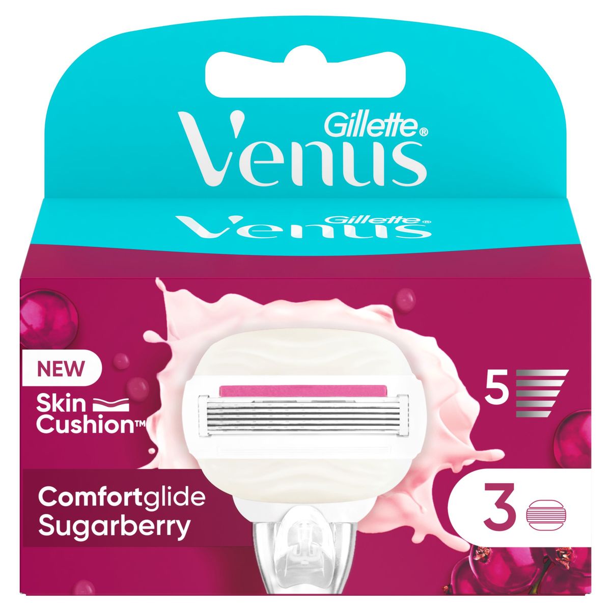 Gillette Venus Comfortglide Sugarberry Recharges De Lames, Pour Femme, Lot De 3