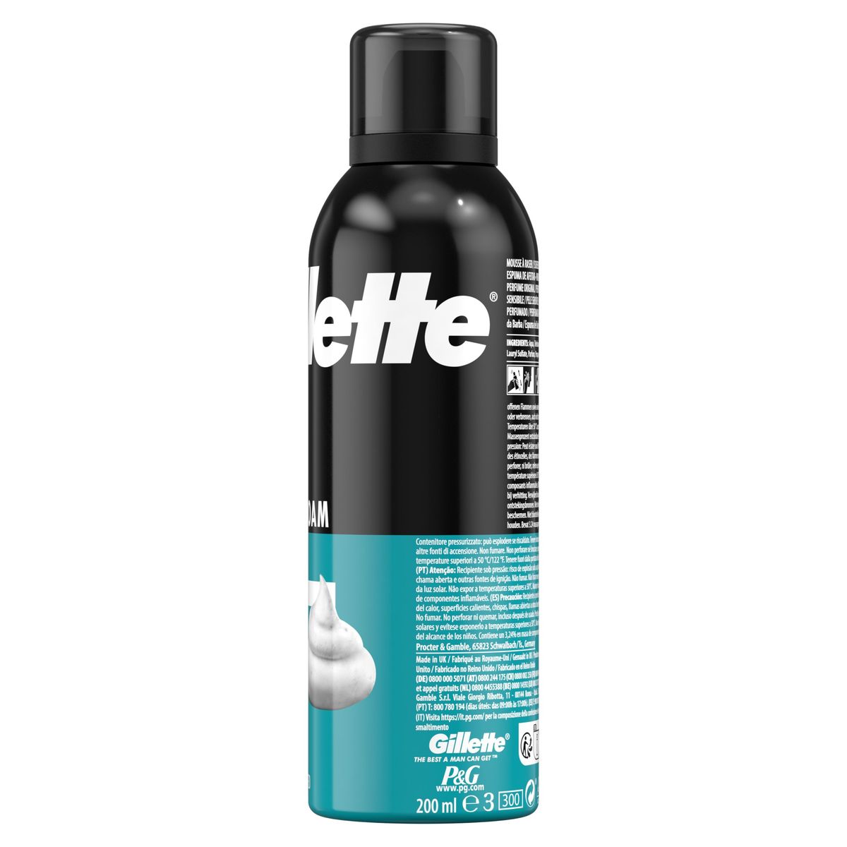 Gillette Classique Mousse à raser pour peaux sensibles, 200ml