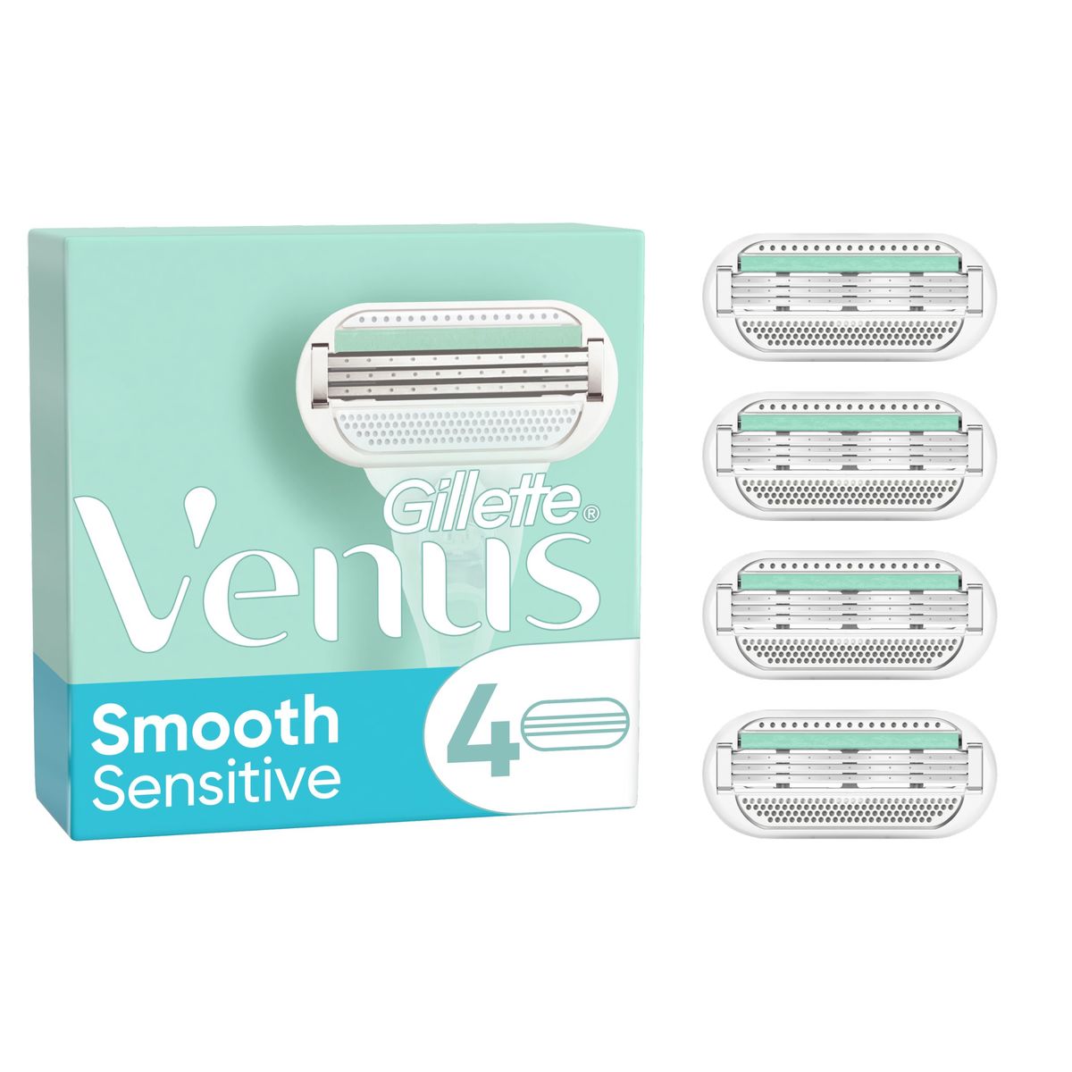 Gillette Venus Deluxe Smooth Sensitive Recharges De Lames, Pour Femme, Lot De 4