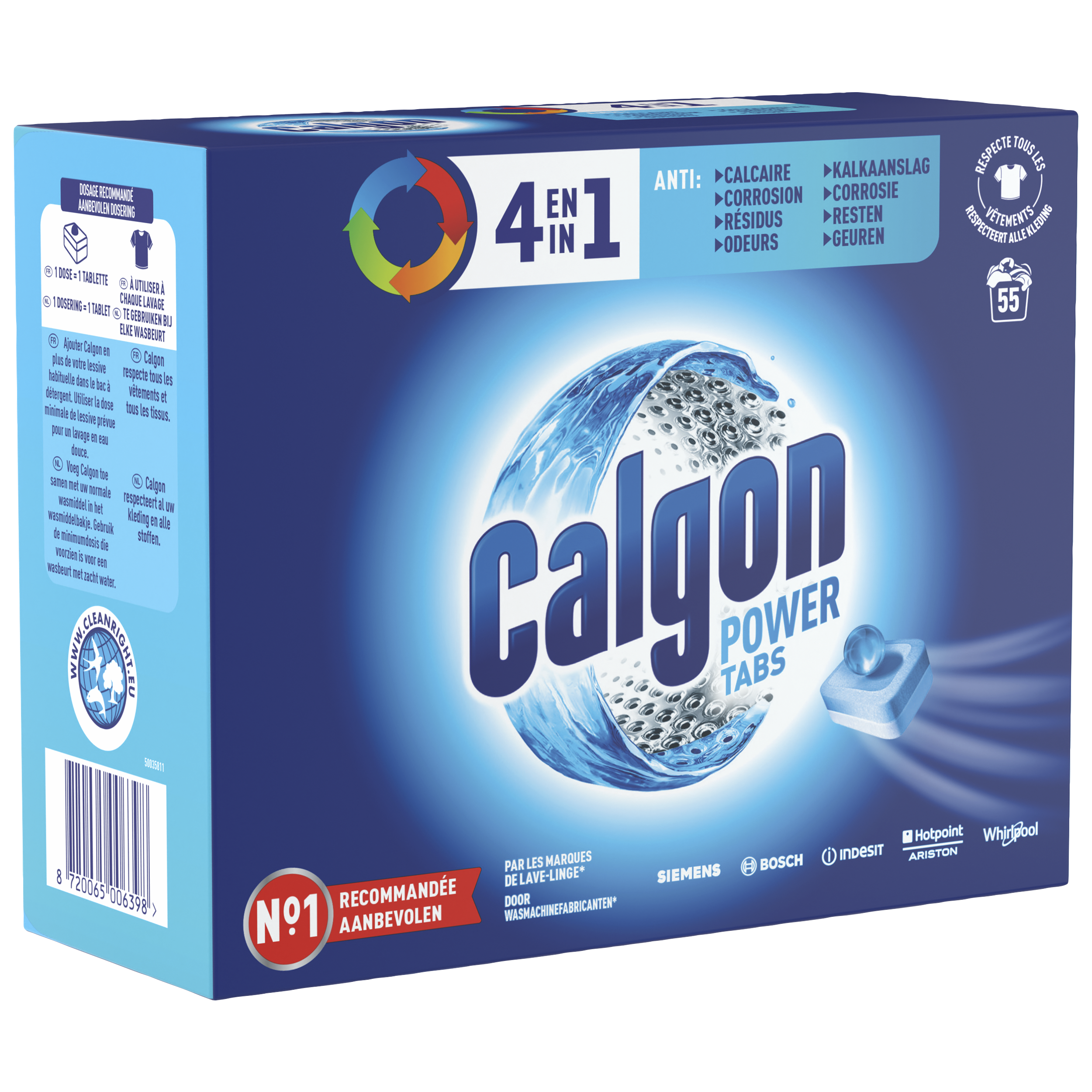 Calgon 4in1 Tabs Nettoyant pour machine à laver 55 pièces