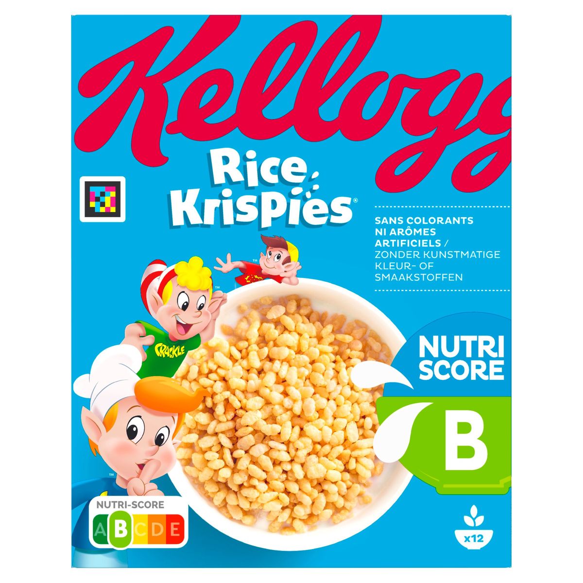 Kellogg's Rice Krispies Lot de 3 riz soufflé avec vitamines et minéraux 340  g de céréales pour petit-déjeuner ou collation entre les deux