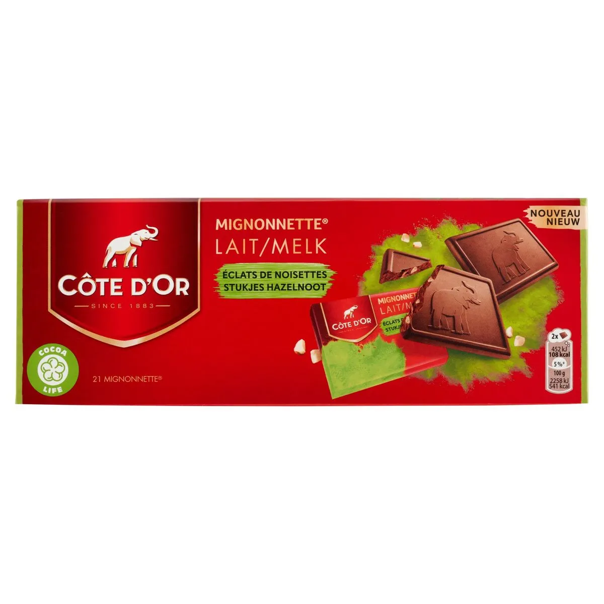 CÔTE D'OR Mignonnette Melkchocolade met Hazelnootstukjes 21 stuks 210 g ...