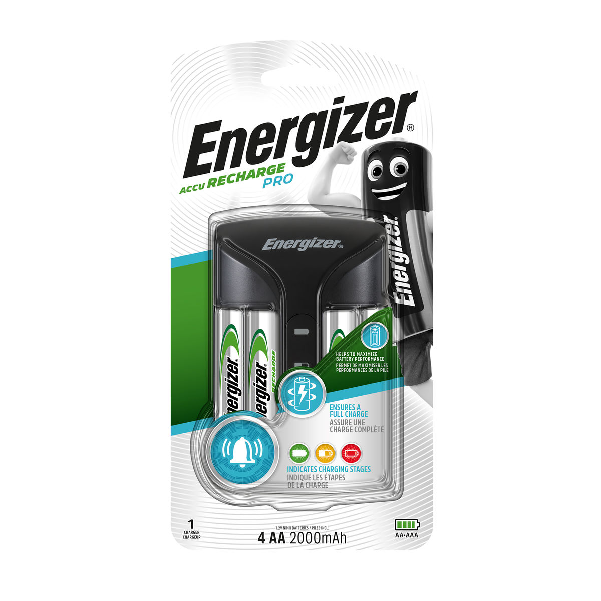 Energizer Chargeur Accu Recharge Pro pour 4 piles AA