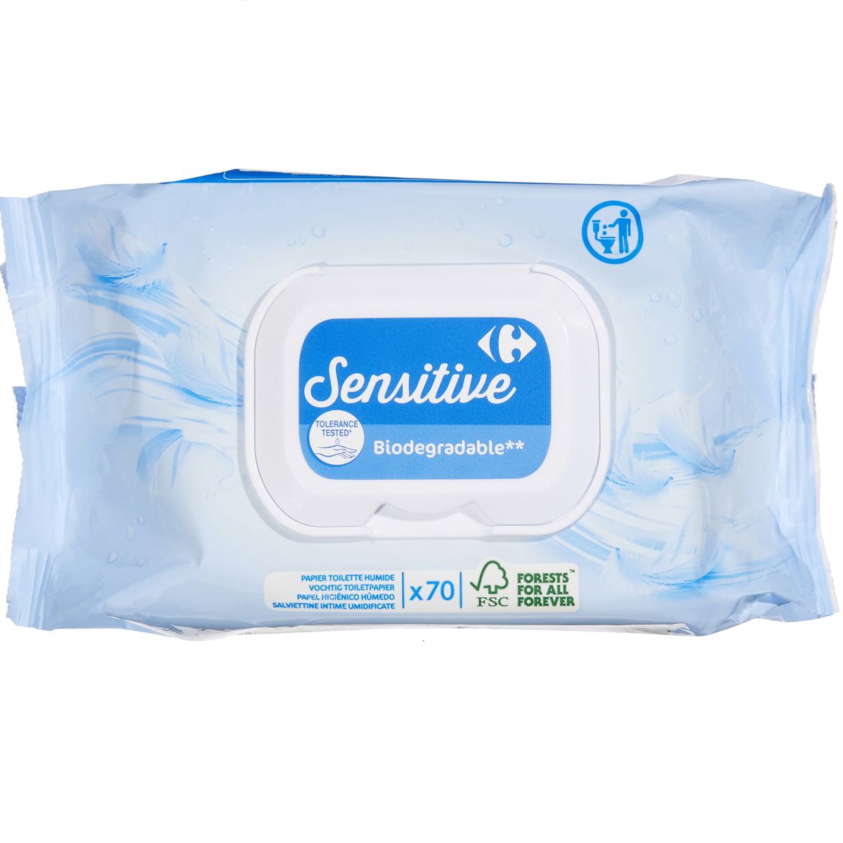 Carrefour Sensitive Papier Toilette Humide 70 Pièces