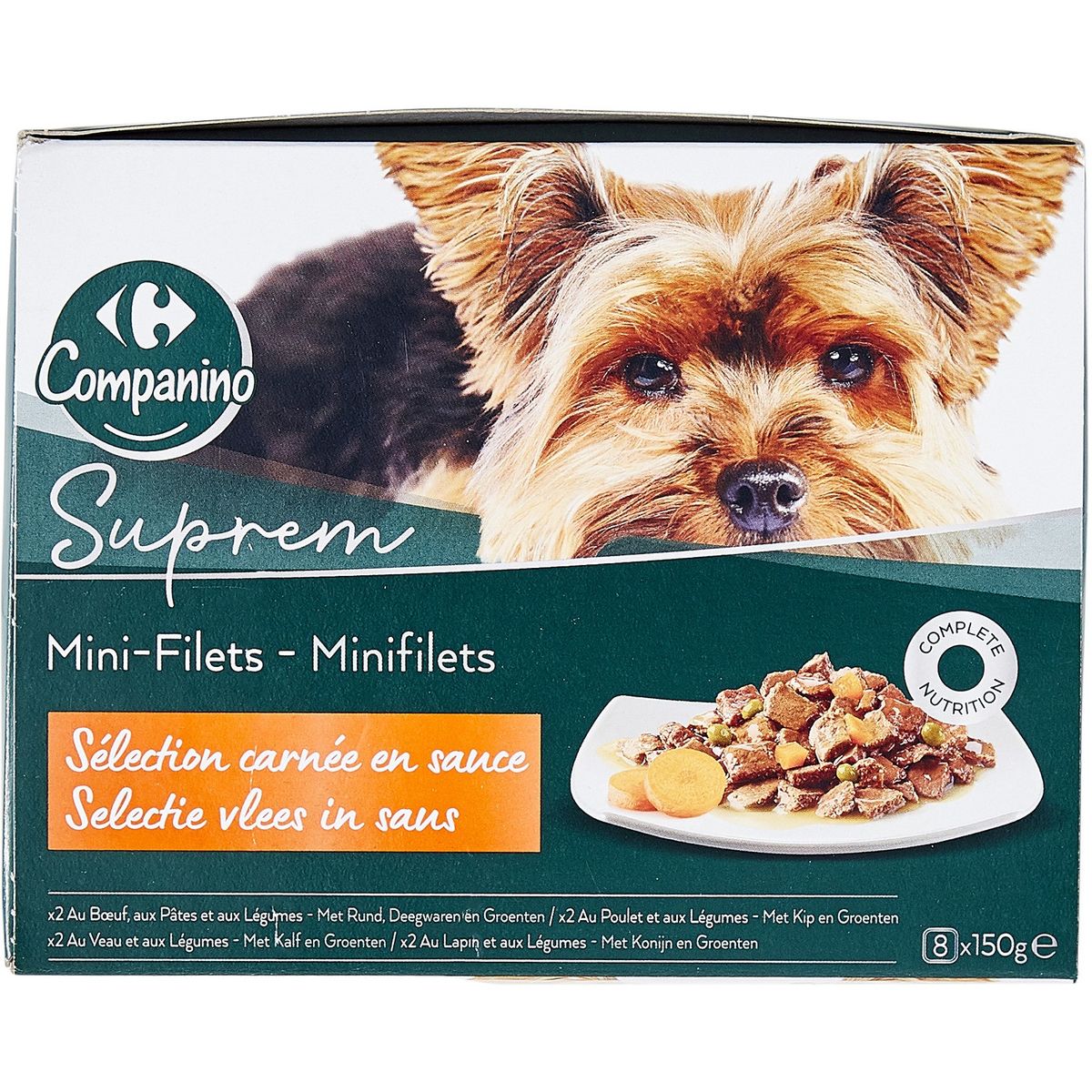 Carrefour Companino Suprem Nourriture chiens Mini-Filets sauce 8x150 g