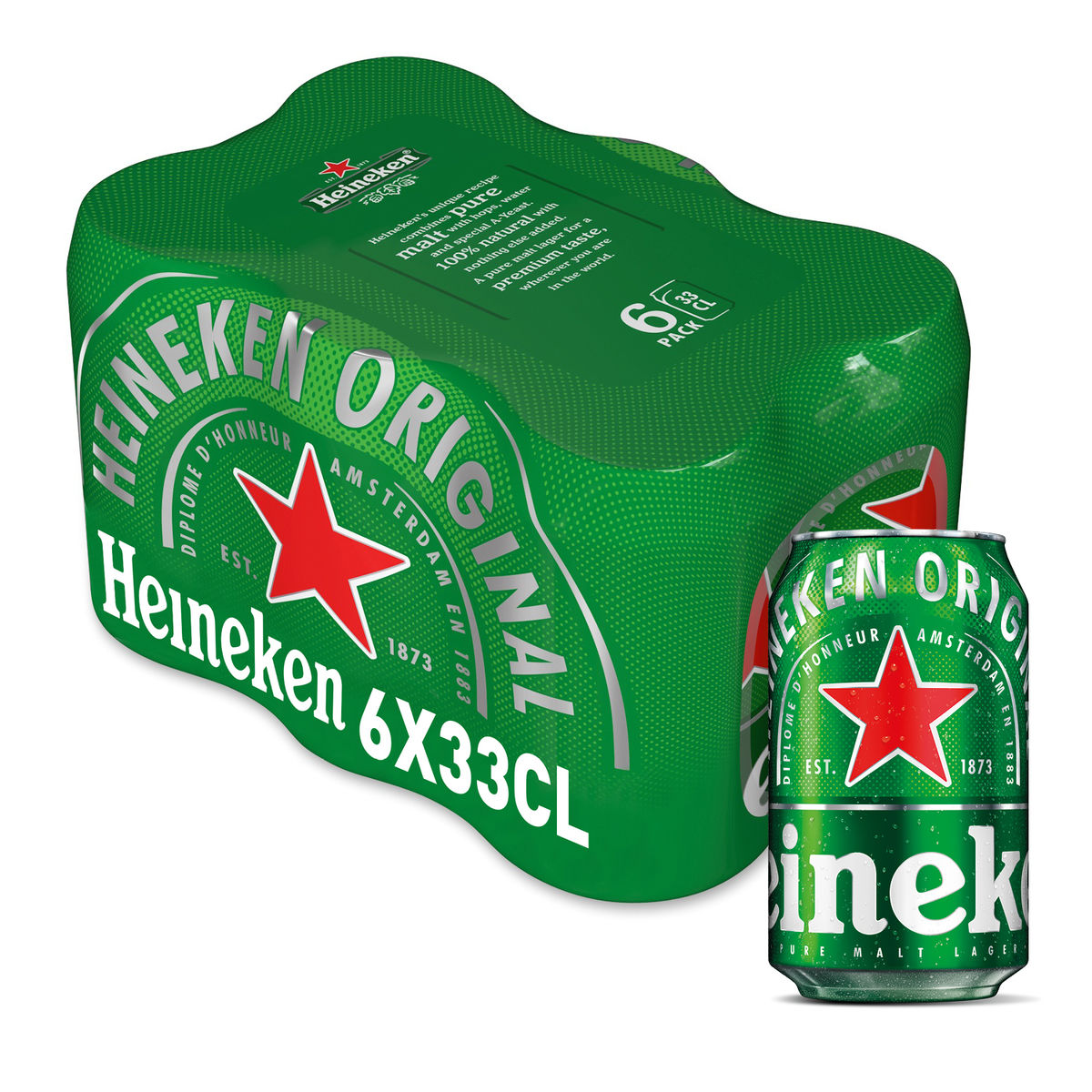 Heineken Bière blonde Pils 5% ALC 6 x 33 cl Canette