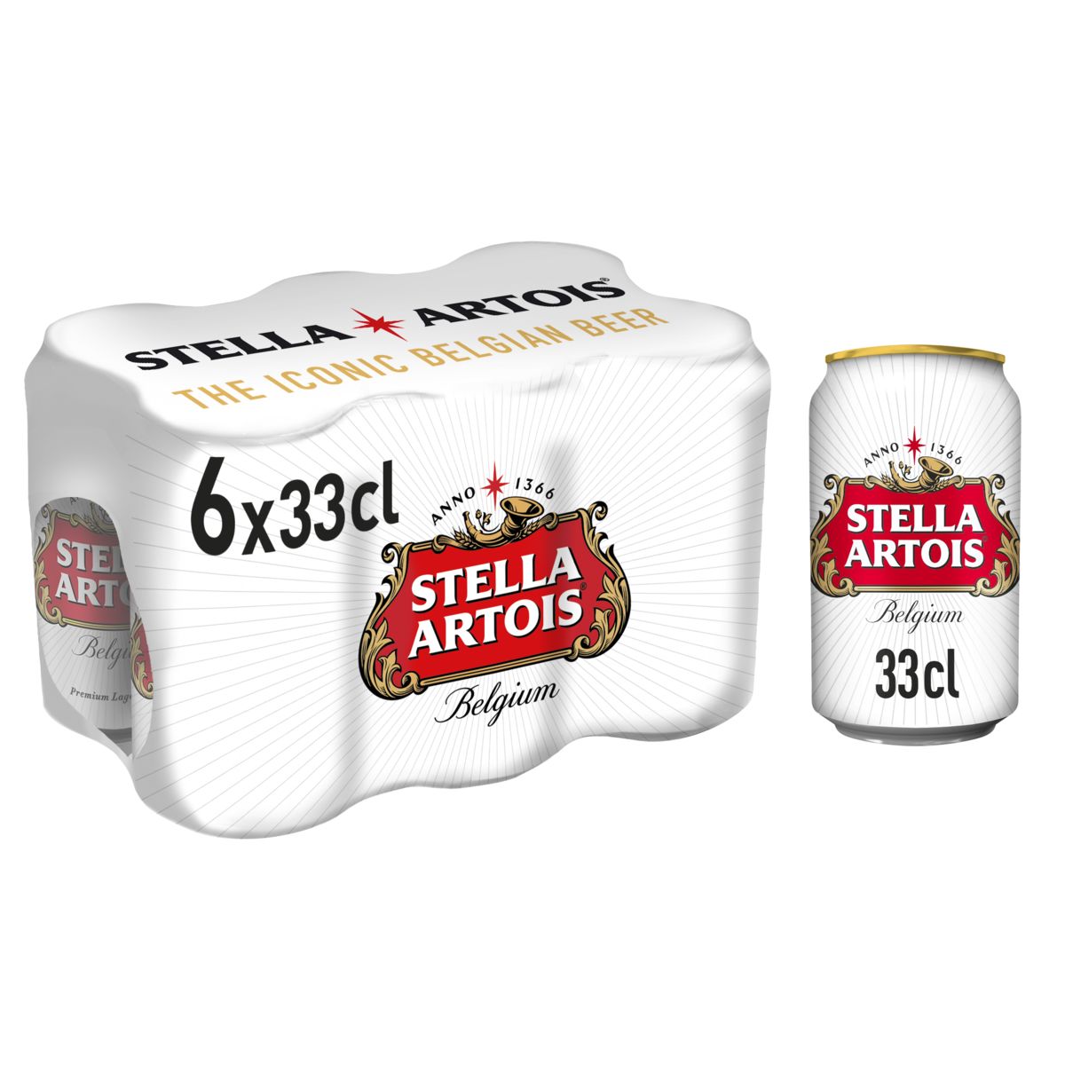Stella Artois Belgium Premium Lager Beer Cannettes 6x33cl