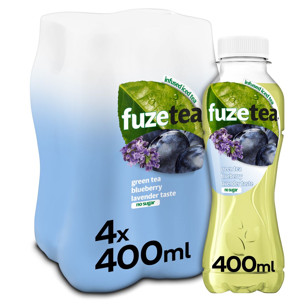 Fuze Tea Green Tea Blueberry Lavender No Sugar Pet 4x400 ml