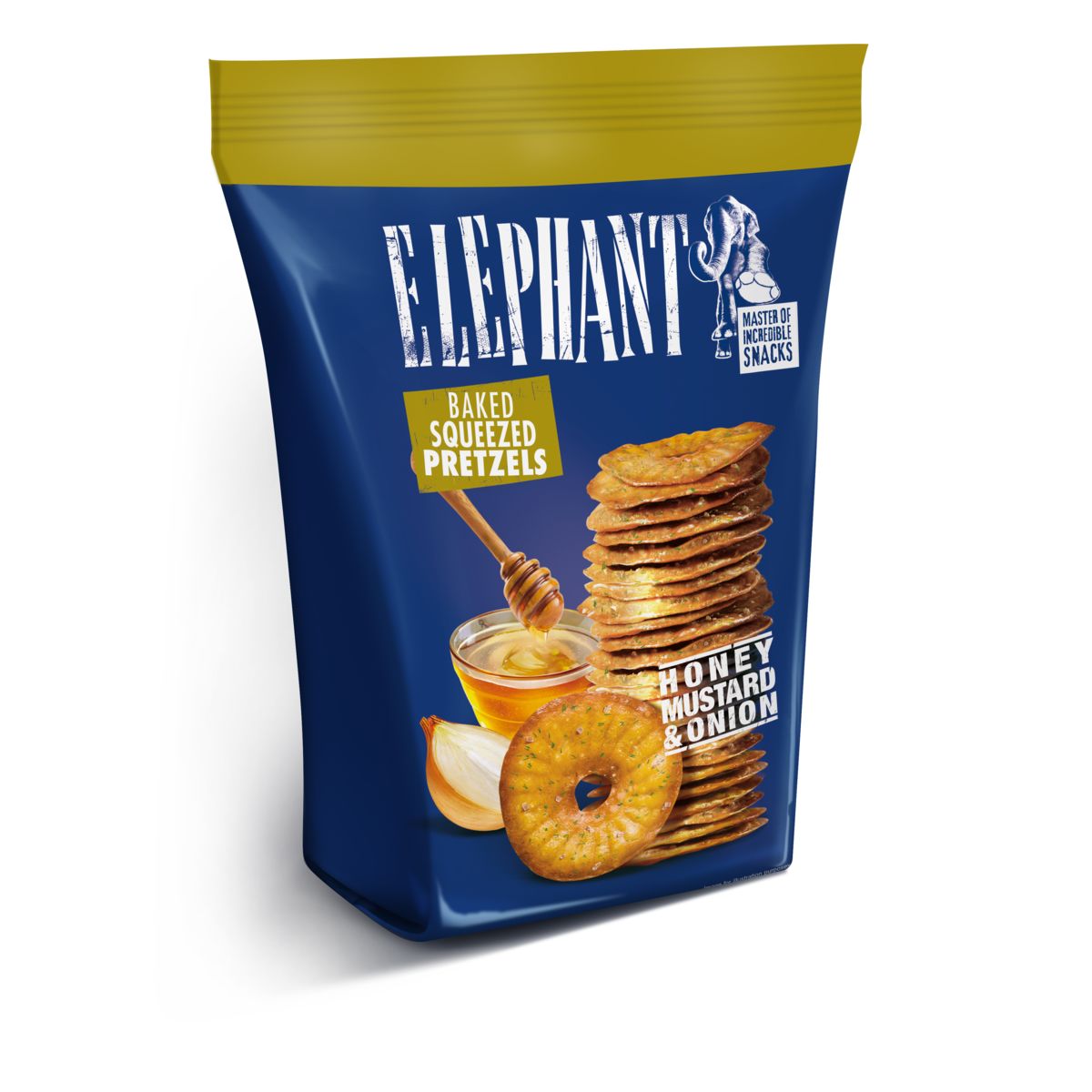 Elephant Baked Squeezed Pretzels Honey Mustard & Onion 160 g