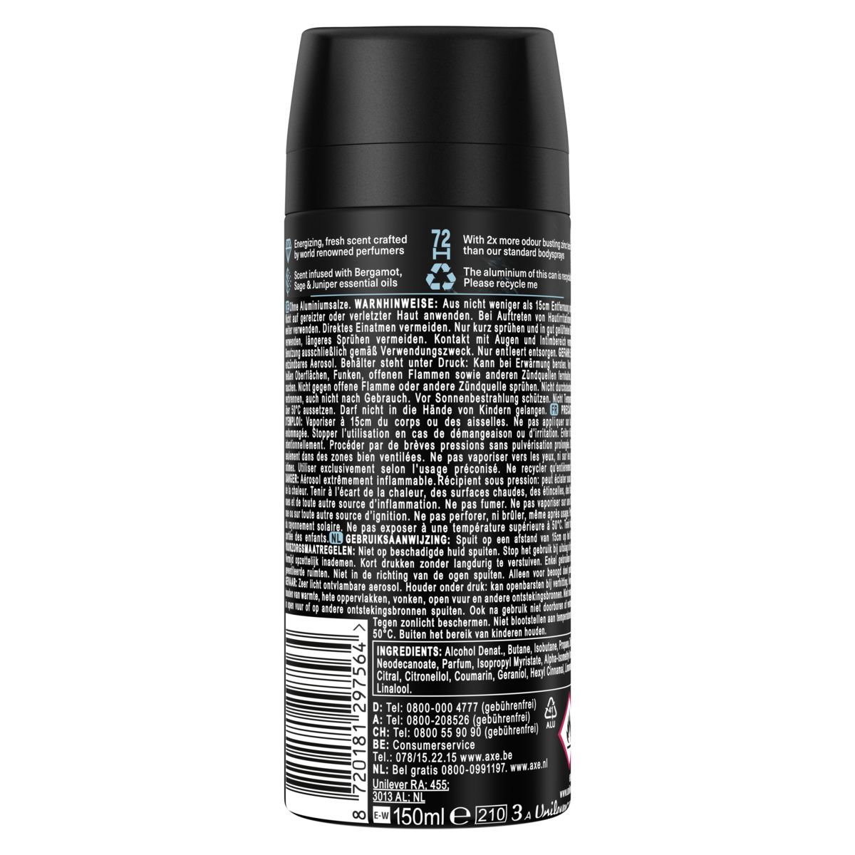 Axe Déodorant Fine Fragrance Spray Aqua Bergamot 150 ml