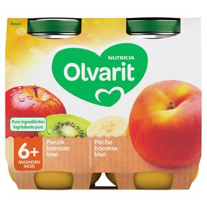 Olvarit Compote Bebe Des 6 Mois Peche Banane Kiwi 2x0g Carrefour Site