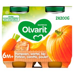 Olvarit Petit Pot Repas Bebe Des 6 Mois Potiron Carotte Poulet 2x0g Carrefour Site