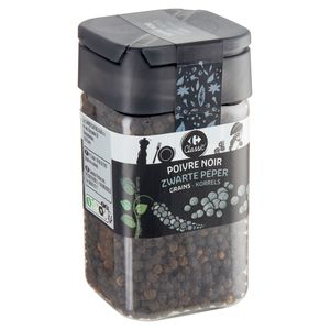 Poivre noir Bio en grains - 45 gr pot en verre