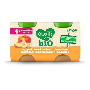 Olvarit Bio Compote Bebe Pomme Nectarine Banane 4 Mois 2x125g Carrefour Site