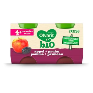 Olvarit Bio Compote Bebe Pomme Pruneau 4 Mois 2x125g Carrefour Site
