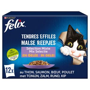 Tendres effilés en gelée sélection mixte pour chat, Félix (44 x 85 g).