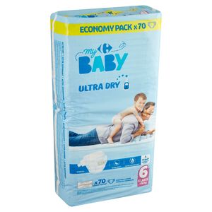 Carrefour Baby Ultra Dry 6 X Large +16 kg Economy Pack x 70 Couches
