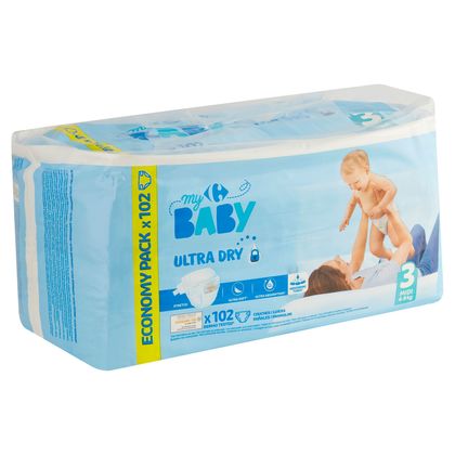 Couches bébé taille 3 midi : 4-9 kg ultra dry CARREFOUR BABY