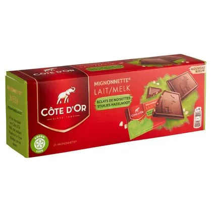 CÔTE D'OR Mignonnette Chocolat au Lait avec Éclats de Noisettes 21 pcs ...