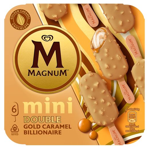 Magnum Ola Ijs Double Gold Caramel Billionaire Mini 6x55 ml | Carrefour ...